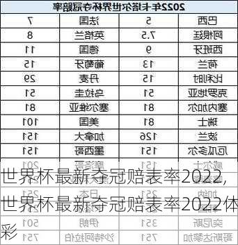 世界杯最新夺冠赔表率2022,世界杯最新夺冠赔表率2022体彩