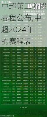 中超第二阶段赛程公布,中超2024年的赛程表