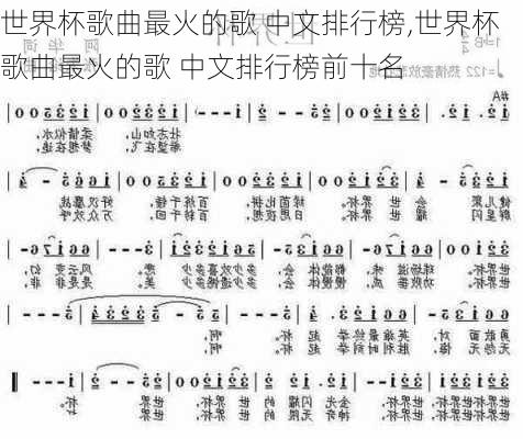 世界杯歌曲最火的歌 中文排行榜,世界杯歌曲最火的歌 中文排行榜前十名