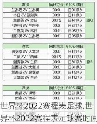 世界杯2022赛程表足球,世界杯2022赛程表足球赛时间