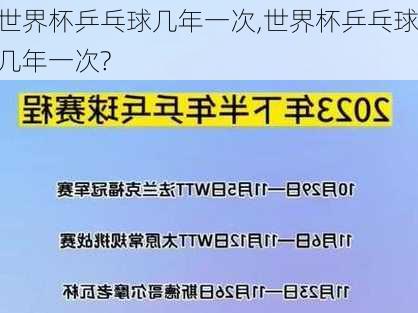 世界杯乒乓球几年一次,世界杯乒乓球几年一次?