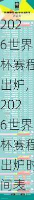 2026世界杯赛程出炉,2026世界杯赛程出炉时间表