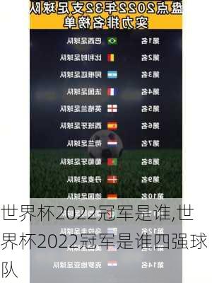 世界杯2022冠军是谁,世界杯2022冠军是谁四强球队