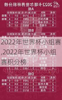 2022年世界杯小组赛,2022年世界杯小组赛积分榜