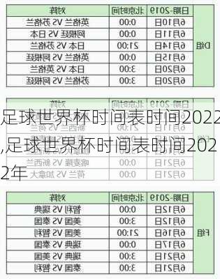 足球世界杯时间表时间2022,足球世界杯时间表时间2022年