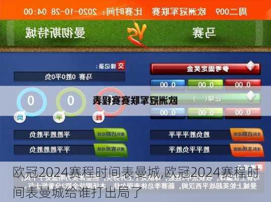 欧冠2024赛程时间表曼城,欧冠2024赛程时间表曼城给谁打出局了