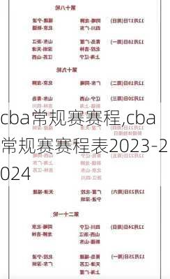 cba常规赛赛程,cba常规赛赛程表2023-2024