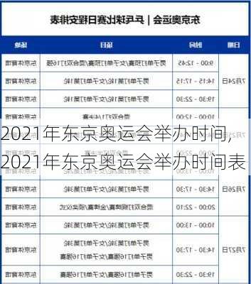 2021年东京奥运会举办时间,2021年东京奥运会举办时间表