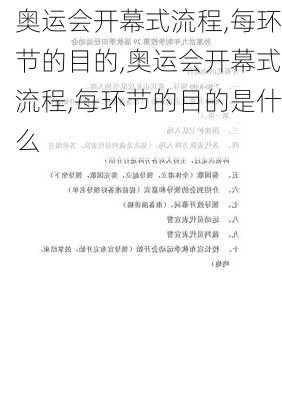 奥运会开幕式流程,每环节的目的,奥运会开幕式流程,每环节的目的是什么