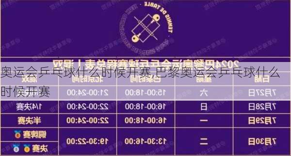 奥运会乒乓球什么时候开赛,巴黎奥运会乒乓球什么时候开赛