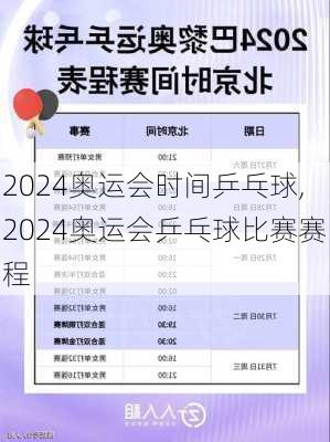 2024奥运会时间乒乓球,2024奥运会乒乓球比赛赛程