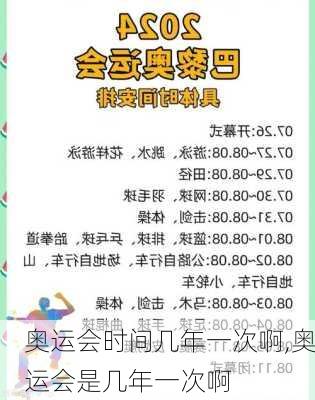 奥运会时间几年一次啊,奥运会是几年一次啊