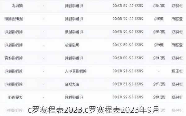 c罗赛程表2023,c罗赛程表2023年9月