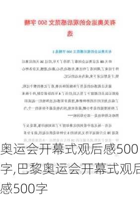 奥运会开幕式观后感500字,巴黎奥运会开幕式观后感500字