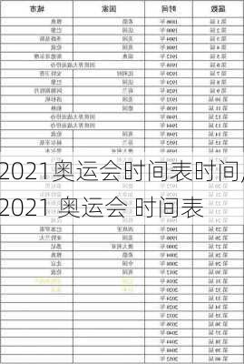 2021奥运会时间表时间,2021 奥运会 时间表