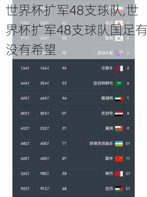 世界杯扩军48支球队,世界杯扩军48支球队国足有没有希望