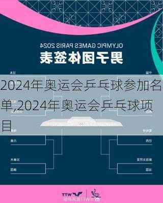 2024年奥运会乒乓球参加名单,2024年奥运会乒乓球项目