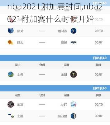 nba2021附加赛时间,nba2021附加赛什么时候开始