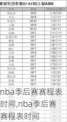 nba季后赛赛程表时间,nba季后赛赛程表时间