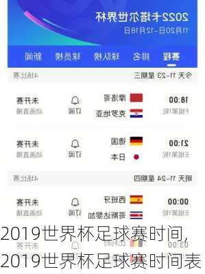 2019世界杯足球赛时间,2019世界杯足球赛时间表