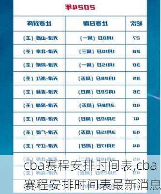 cba赛程安排时间表,cba赛程安排时间表最新消息