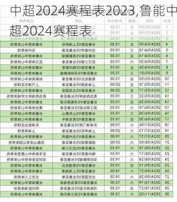 中超2024赛程表2023,鲁能中超2024赛程表