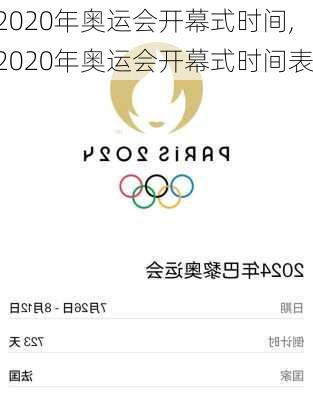 2020年奥运会开幕式时间,2020年奥运会开幕式时间表