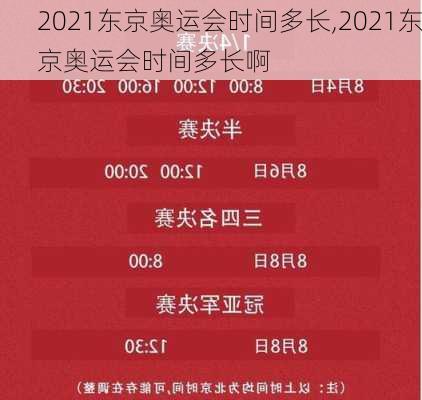 2021东京奥运会时间多长,2021东京奥运会时间多长啊