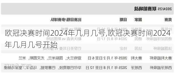 欧冠决赛时间2024年几月几号,欧冠决赛时间2024年几月几号开始