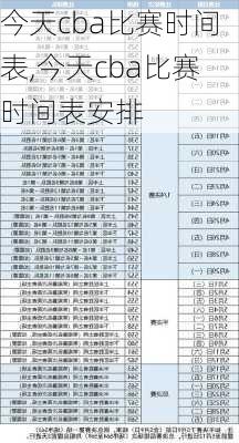 今天cba比赛时间表,今天cba比赛时间表安排