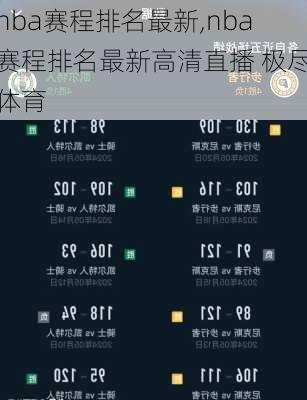 nba赛程排名最新,nba赛程排名最新高清直播 极尽体育