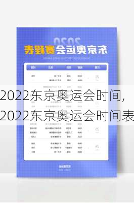 2022东京奥运会时间,2022东京奥运会时间表