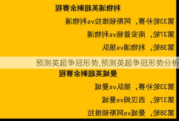 预测英超争冠形势,预测英超争冠形势分析