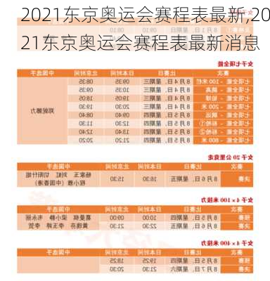 2021东京奥运会赛程表最新,2021东京奥运会赛程表最新消息