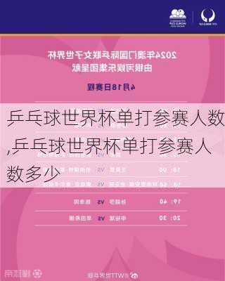 乒乓球世界杯单打参赛人数,乒乓球世界杯单打参赛人数多少