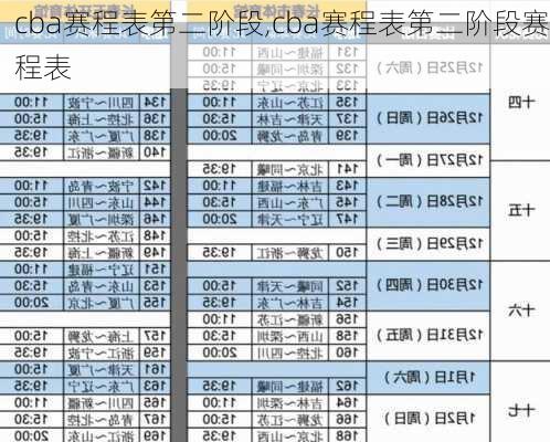 cba赛程表第二阶段,cba赛程表第二阶段赛程表