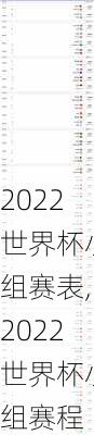 2022世界杯小组赛表,2022世界杯小组赛程