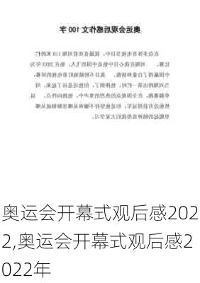 奥运会开幕式观后感2022,奥运会开幕式观后感2022年