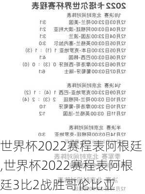 世界杯2022赛程表阿根廷,世界杯2022赛程表阿根廷3比2战胜哥伦比亚