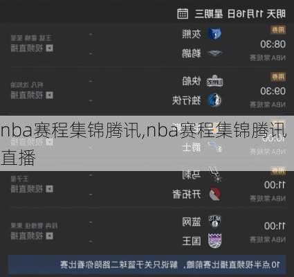 nba赛程集锦腾讯,nba赛程集锦腾讯直播