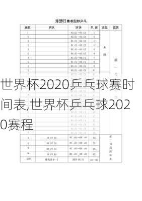 世界杯2020乒乓球赛时间表,世界杯乒乓球2020赛程