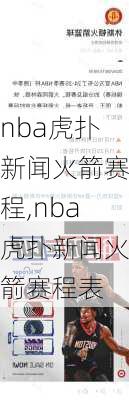 nba虎扑新闻火箭赛程,nba虎扑新闻火箭赛程表