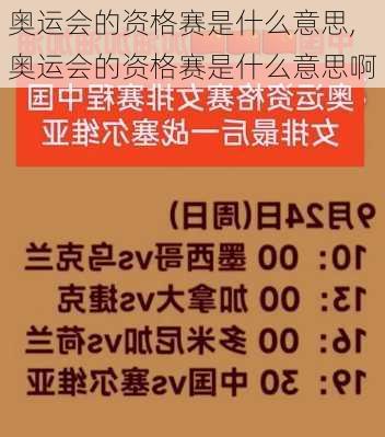 奥运会的资格赛是什么意思,奥运会的资格赛是什么意思啊