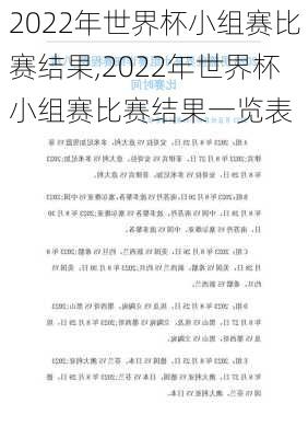 2022年世界杯小组赛比赛结果,2022年世界杯小组赛比赛结果一览表