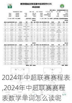 2024年中超联赛赛程表,2024年中超联赛赛程表数学单词怎么读呢