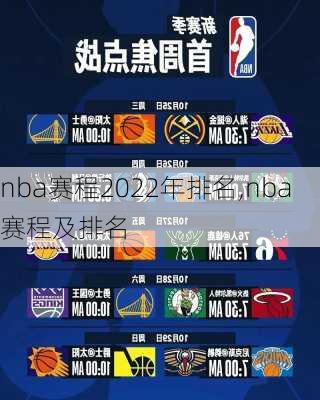 nba赛程2022年排名,nba赛程及排名