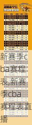 新赛季cba赛程表,新赛季cba赛程表直播