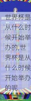 世界杯是从什么时候开始举办的,世界杯是从什么时候开始举办的呢