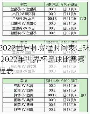 2022世界杯赛程时间表足球,2022年世界杯足球比赛赛程表