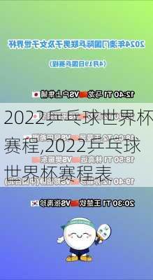 2022乒乓球世界杯赛程,2022乒乓球世界杯赛程表